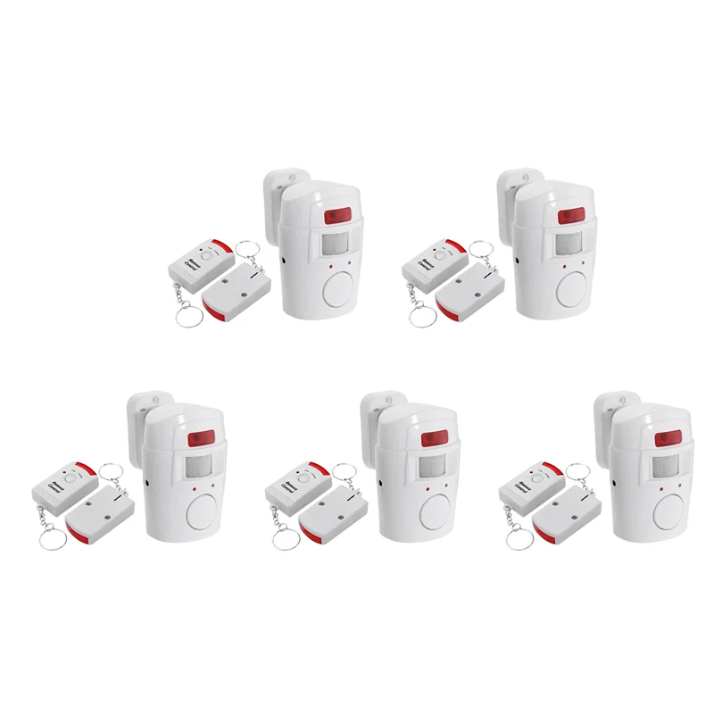 5X Infrared Motion Sensor Alarm - Burglar Alarm With 10 Remote Controls, Suitable For Home/Garages/Shops-Y47A