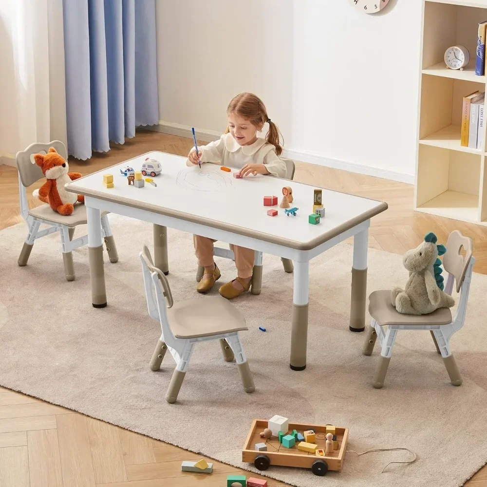 Juego de mesa y sillas para niños pequeños, mesa de estudio y silla, altura ajustable, escritorio de Graffiti