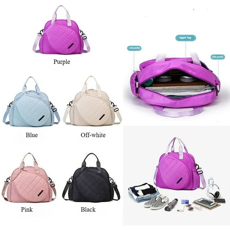 Women Oxford Badminton Tennis Racket Bag Large Capacity Handheld Crossbody Gym Bag Short Trip Travel Sports Duffel Bag