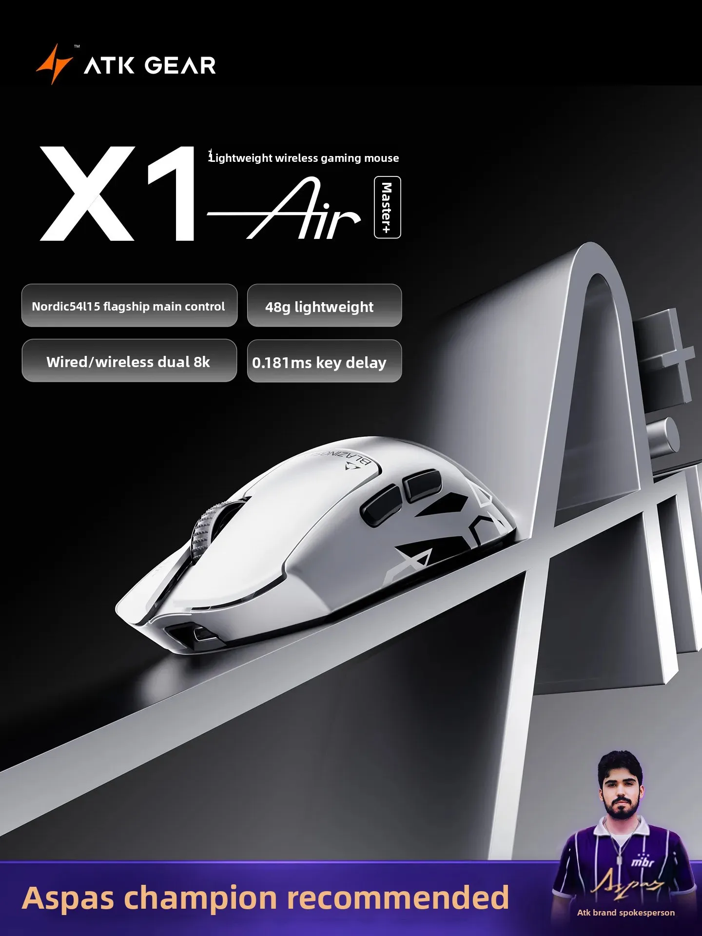 ATK Blazing Sky X1/X1 V2 Gaming Mouse X1 Air Gamer Wireless 8K Low