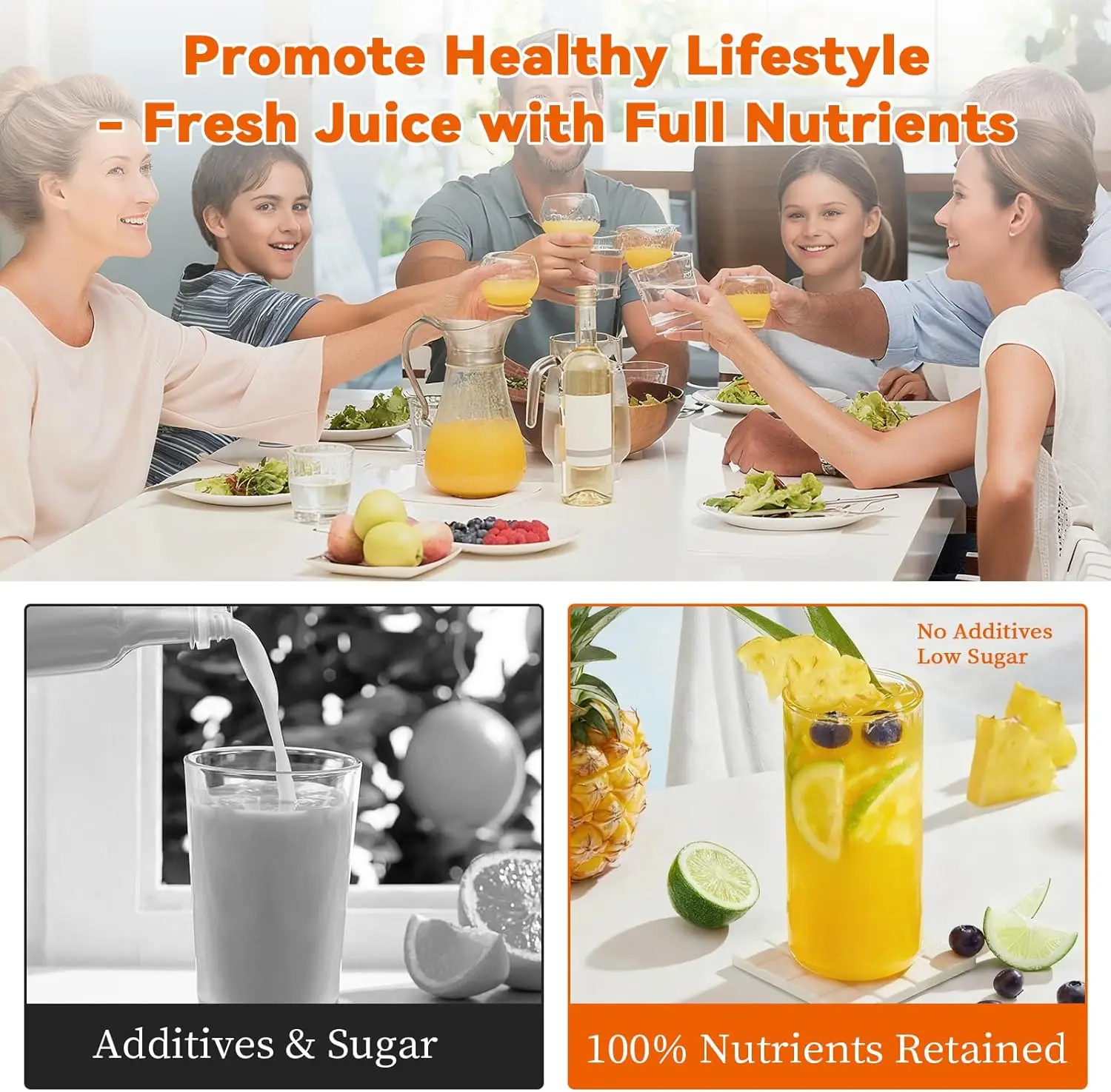 Spremiagrumi manuale per carichi pesanti e frantoio per noci, spremiagrumi in acciaio inossidabile 304, estrattore di succo ad alto rendimento con base antiscivolo