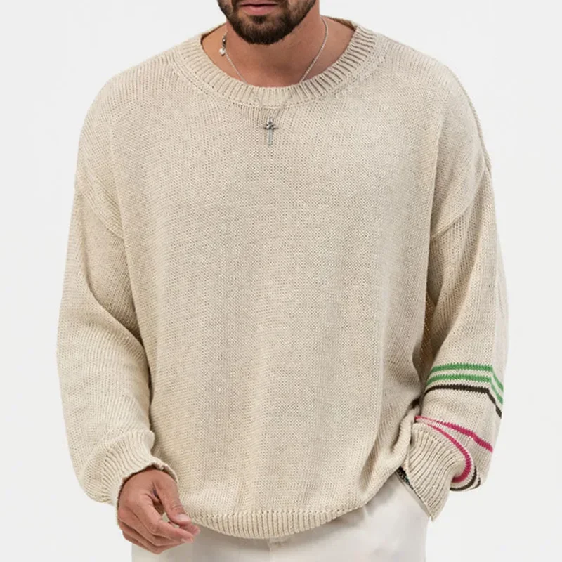 

Men's Sweaters Spring and Autumn Thin Knitted Shirt Round Neck Long Sleeve Pullover Fashion Male Tops