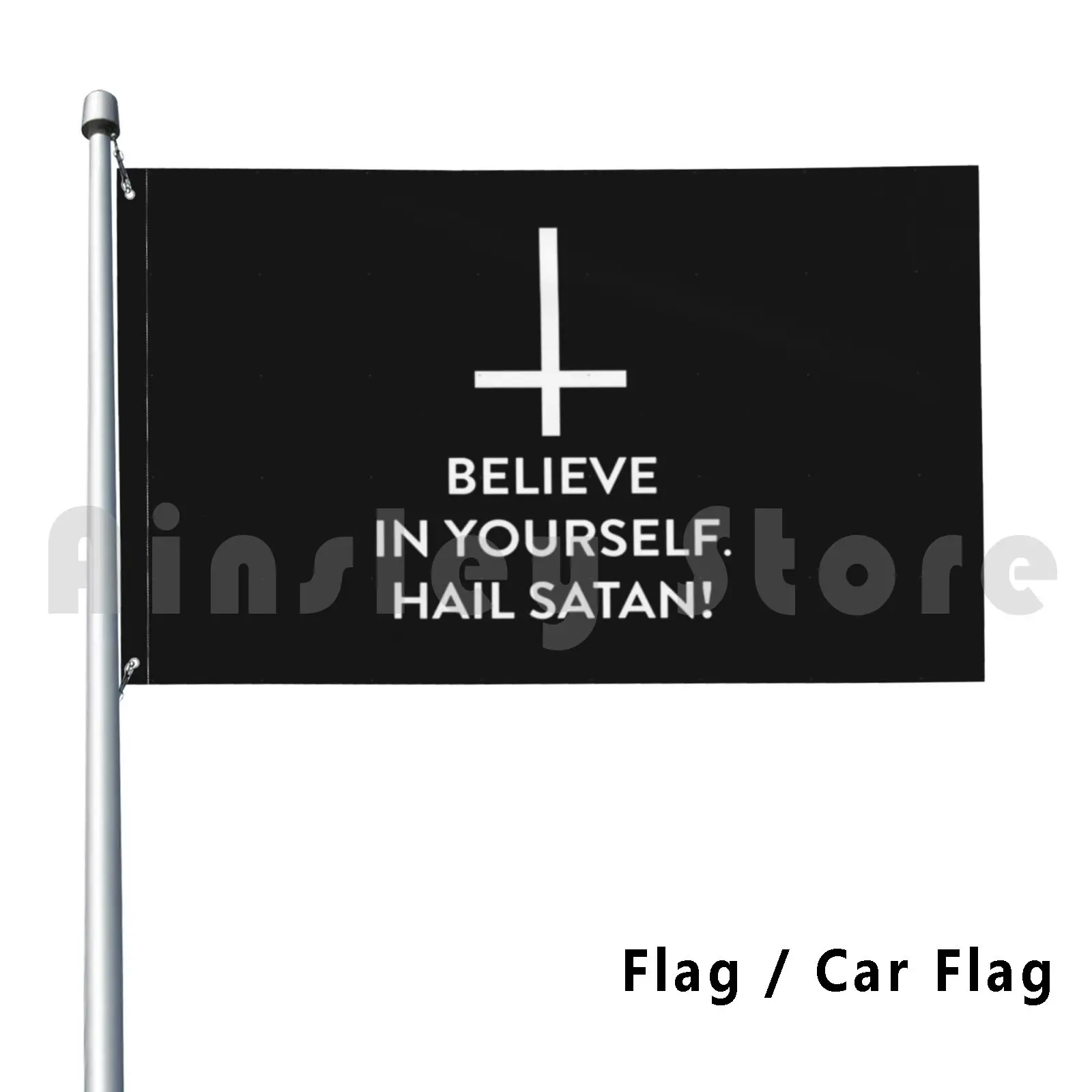 Believe In Yourself Hail Satan Inverted Cross Flag Car Flag Printing Custom Magic Occult Esoteric Magik Magick