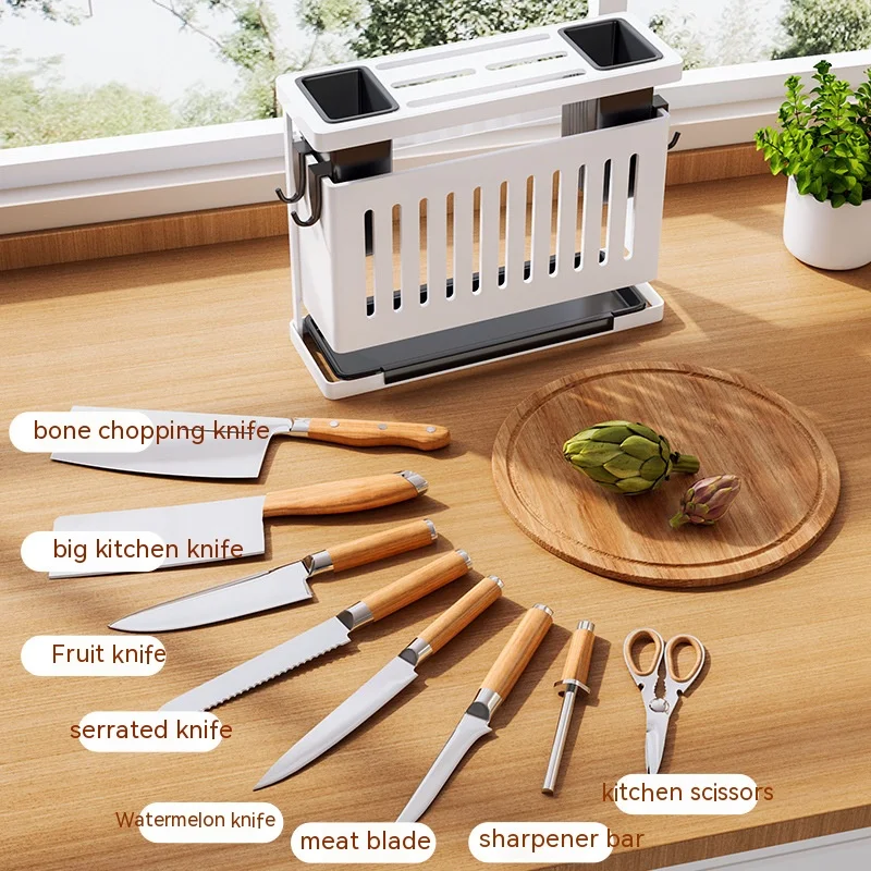 Kitchen wall mounted storage knife rack Spice rack Multi-functional storage rack Non-porous chopsticks spoon storage rack