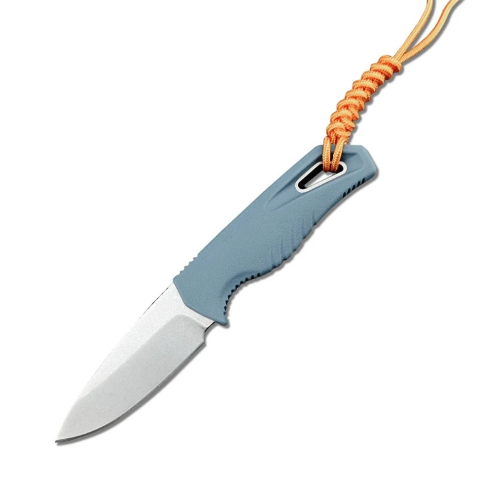 18050 EDC Straight Fixed Blade Knife With Kydex Sheath Blue Ergonomic Handle for Outdoor Camping & Fishing