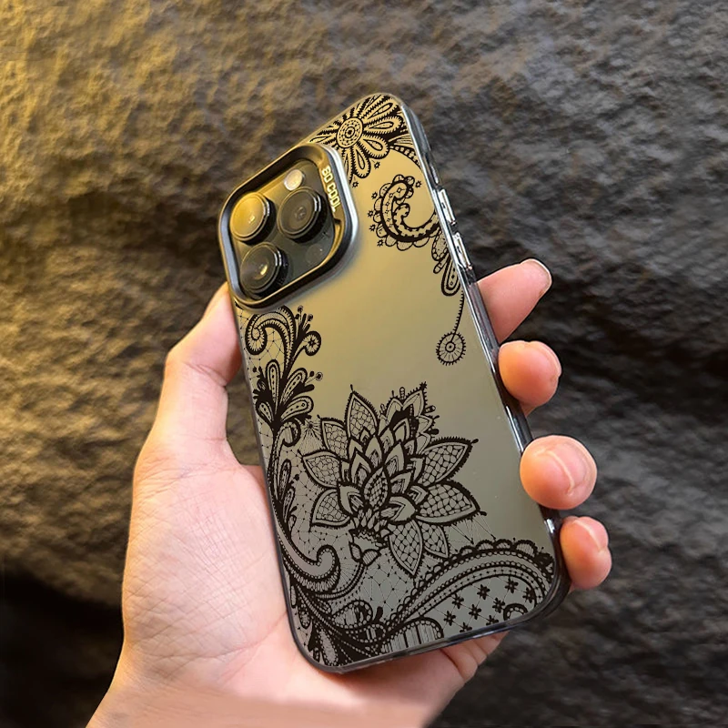 Luxury Lace Florals Pattern Case For Samsung Galaxy S24 S23 S22 S21 Ultra Plus S20 FE A13 A23 A15 A35 A55 A23 A52 A73 Hard Cover