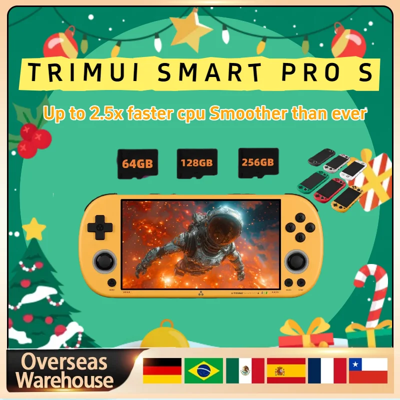 TRIMUI SMART PRO S ريترو وحدة تحكم بجهاز لعب محمول Allwinner A523 معالج 4.96 بوصة IPS شاشة Smartpros نظام لينكس لعبة فيديو هدية