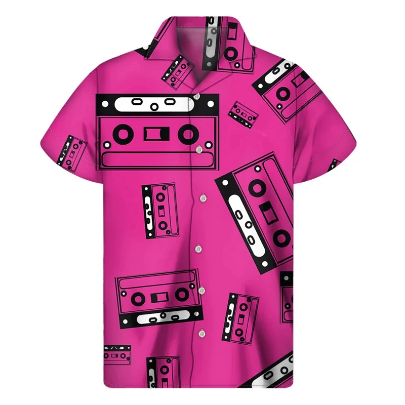 

Compact Disk 3d Printed Shirt Men's Clothes Lapel Button Singing Party Funny Shirts Harajuku Street Hip Hop Fashion Blouse