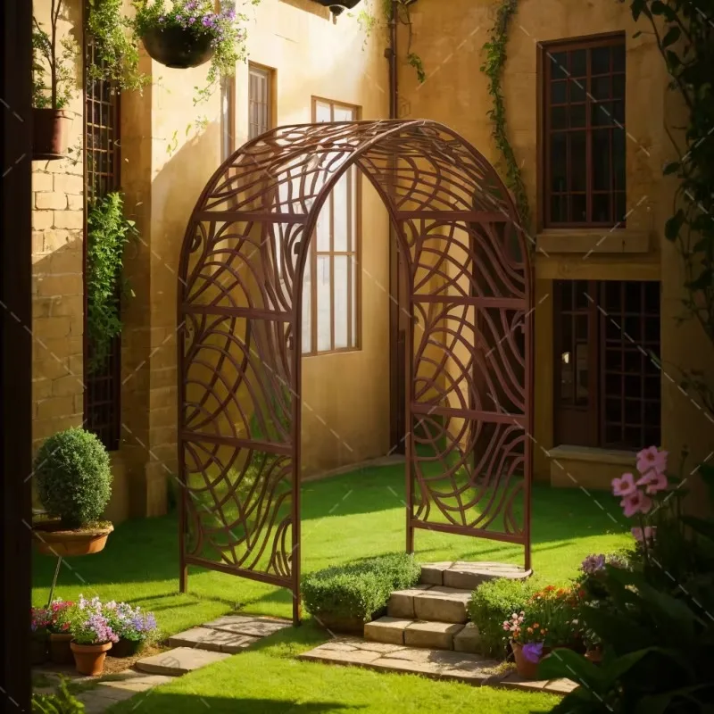 

7 футов садовая арка, стальная оправка для вьющихся растений, уличная арка, ворота для украшения вечеринки, лозы, лужайка, двор, патио, заднего двора