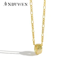 ANDYWEN 925 Sterling Silver Special Locker Chain Necklace Three Circle Choker Rock Punk Circle Luxury 2020 Fashion Jewelry
