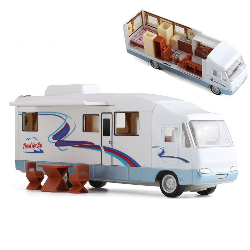 1:30 Diecast Luxury RV Recreational Vehicle Car Model Metal Camper Van Motorhome Touring Catering Car Model Childrens Toys Gifts