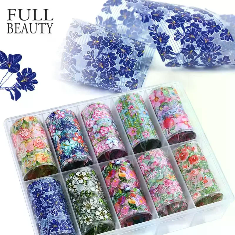 10 Rolls Nail Salon Accessories Spring Floral Nail Art Transfer Paper Petal And Leaf Cute And Charming Decoration Non-stick