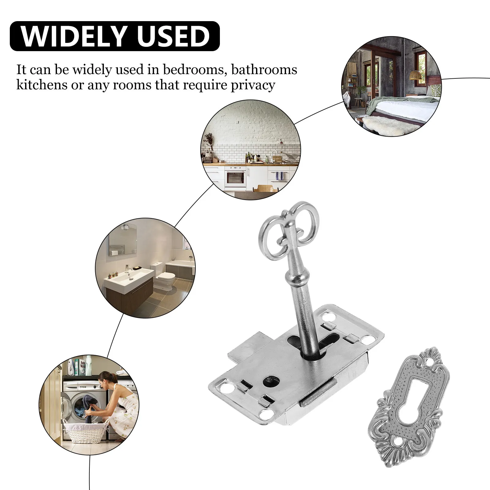 2Sets Vintage Furniture Locks Wooden Box Latches Retro Decorative Cabinet Locks for Jewelry Gift Wine Wedding Boxes