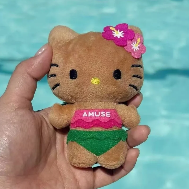 

Sanrio Kawaii Black Skin Hello Kitty плюшевый брелок для ключей KPOP Idols Kitty cat мультяшная кукла бикини милый Y2K подвеска на рюкзак