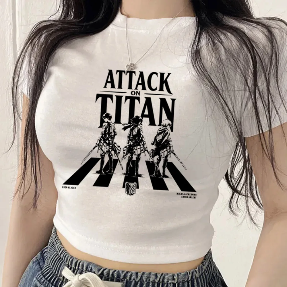 Attack on Titans crop top ladies streetwear alternative  anime meme gyaru top tees jojifuku cute harajuku cheap emo