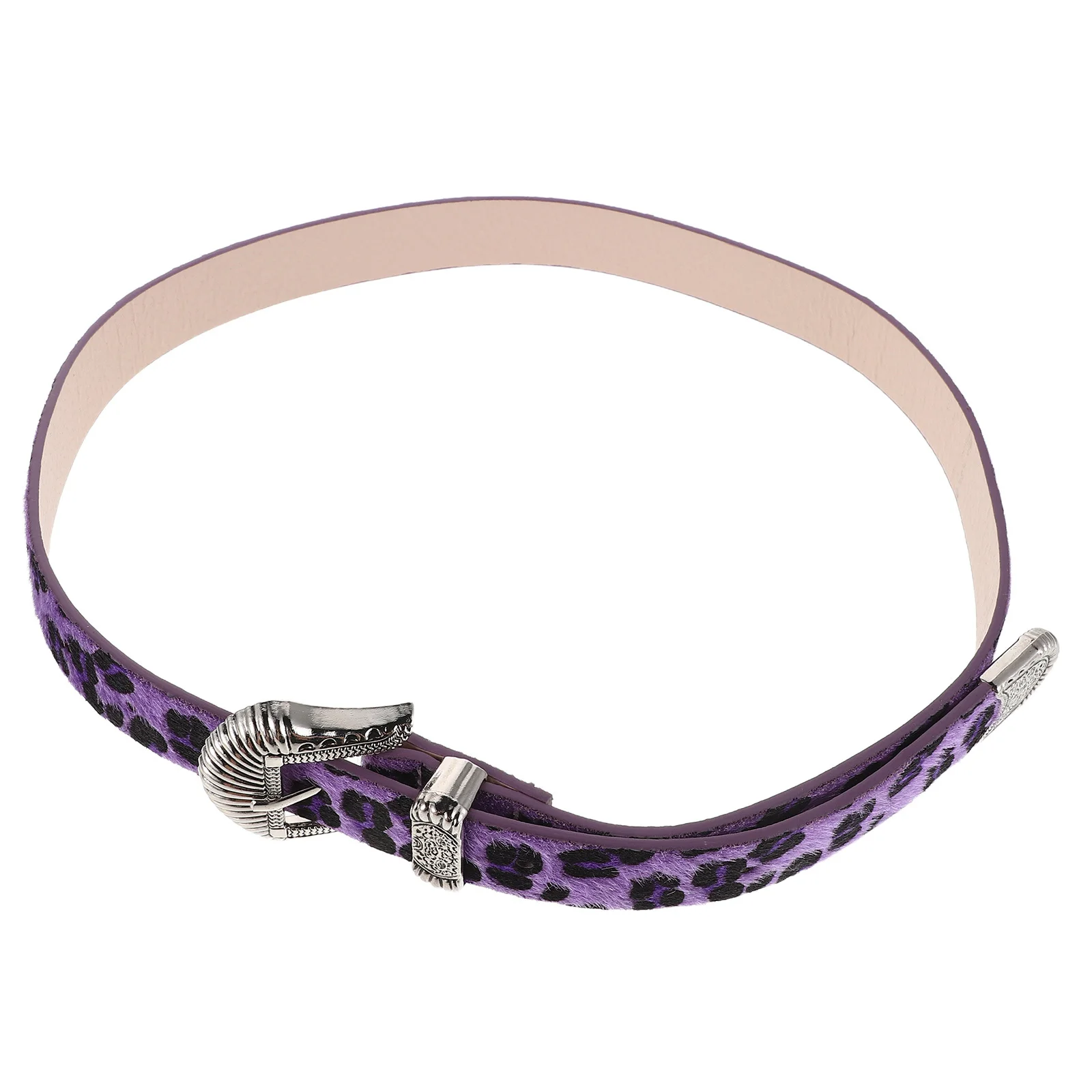 

Womens Leopard Print Belt Vintage Carved Western Wide Waistband for Jeans Dress Casual Wear Purple Adjustable Buckle