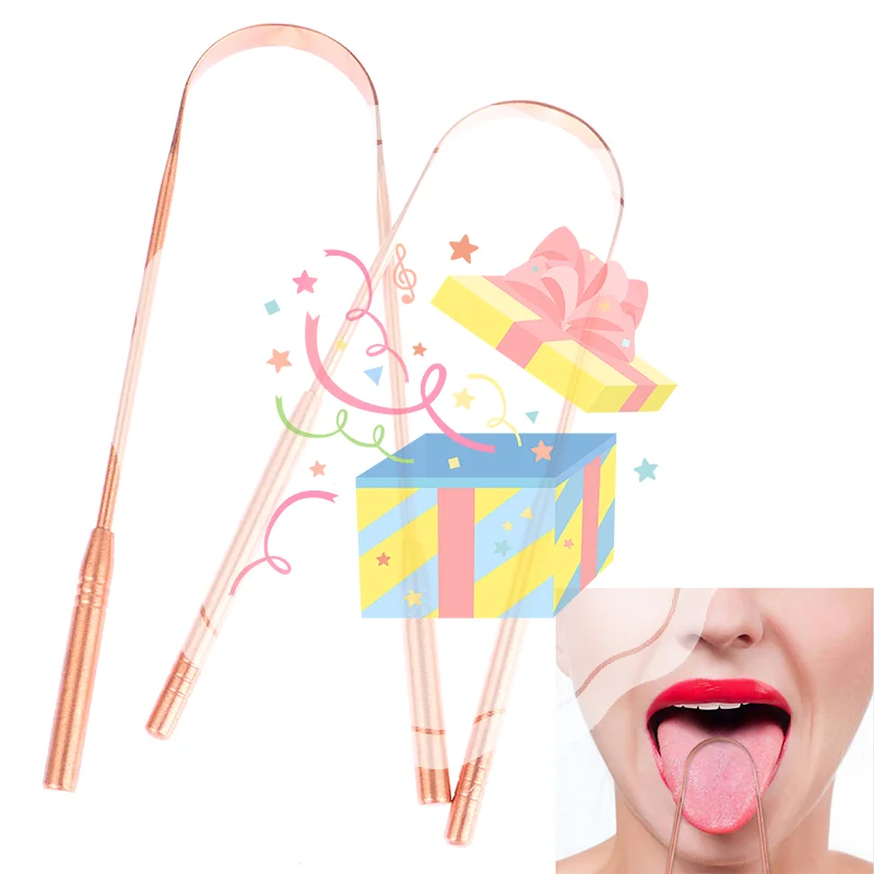 1Pc Copper Tongue Scraper Cleaner Scraper  Toothbrush Dental Oral Care Hygiene Health Care Tool For Men Women