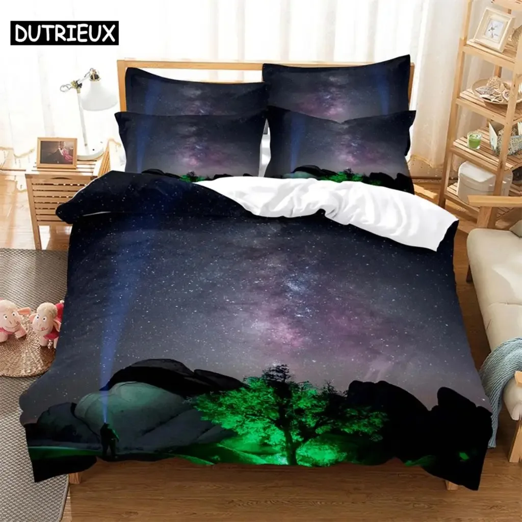 Aurora  Cartoon Plain Weave Craft Comfortable Duvet Quilt Cover Pillowcase Bedding Set Children Bedroom Decoration Home Textile