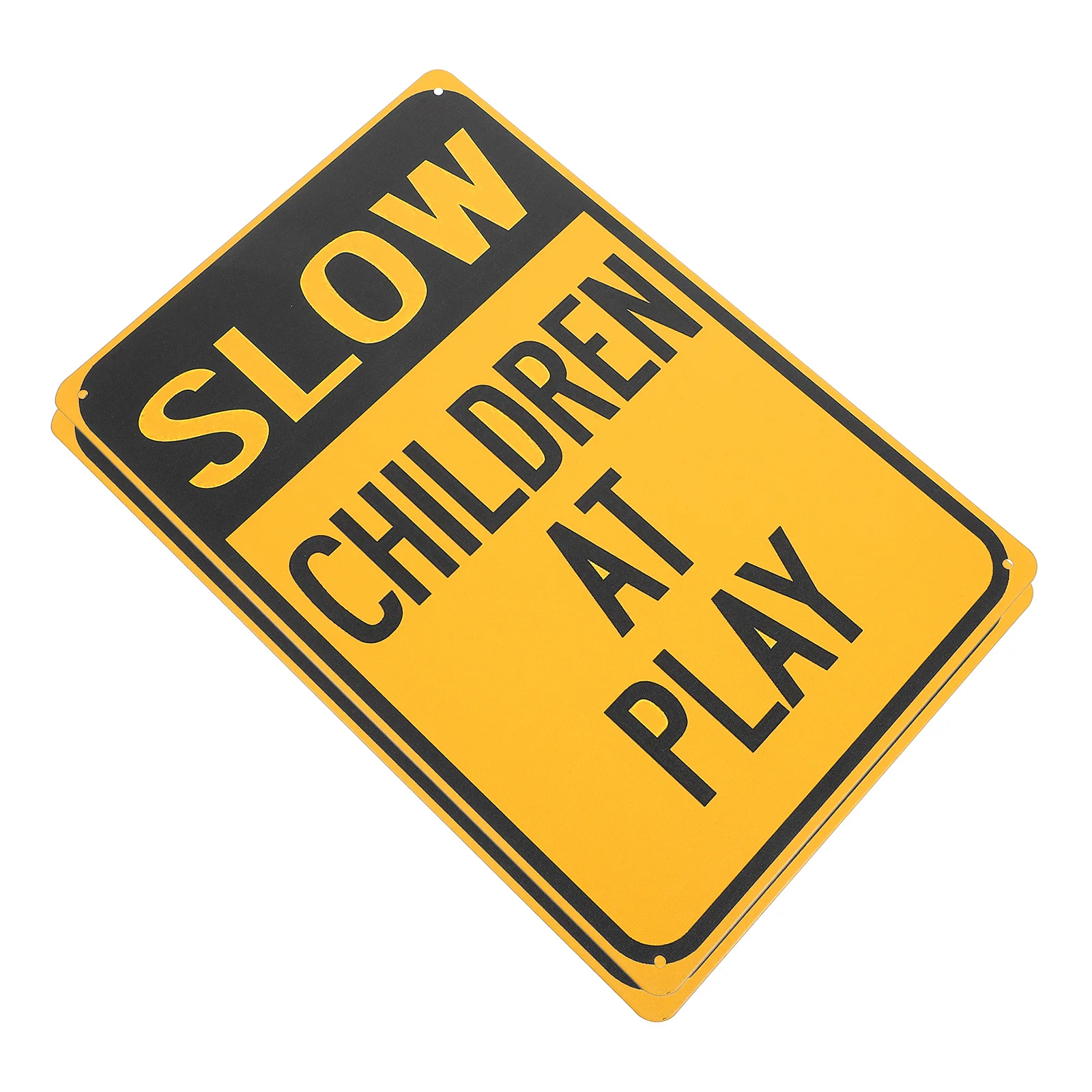 2 Pcs Safety Signs Children at Play Signage Stickers Kids Playing for Street Slow down Neighborhoods Road Metal