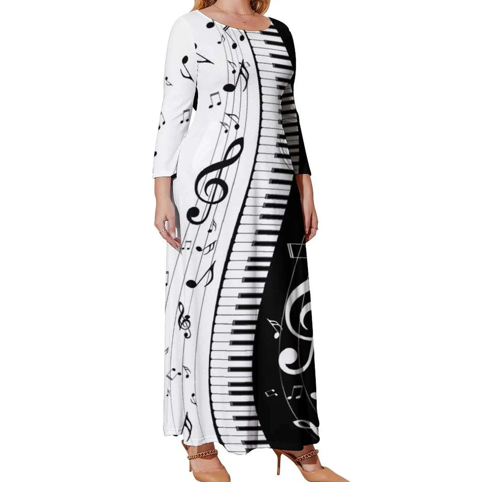 

Minimalistic Piano Keys Long Sleeved Dress summer dresses women 2024 elegant chic women dresses promotion