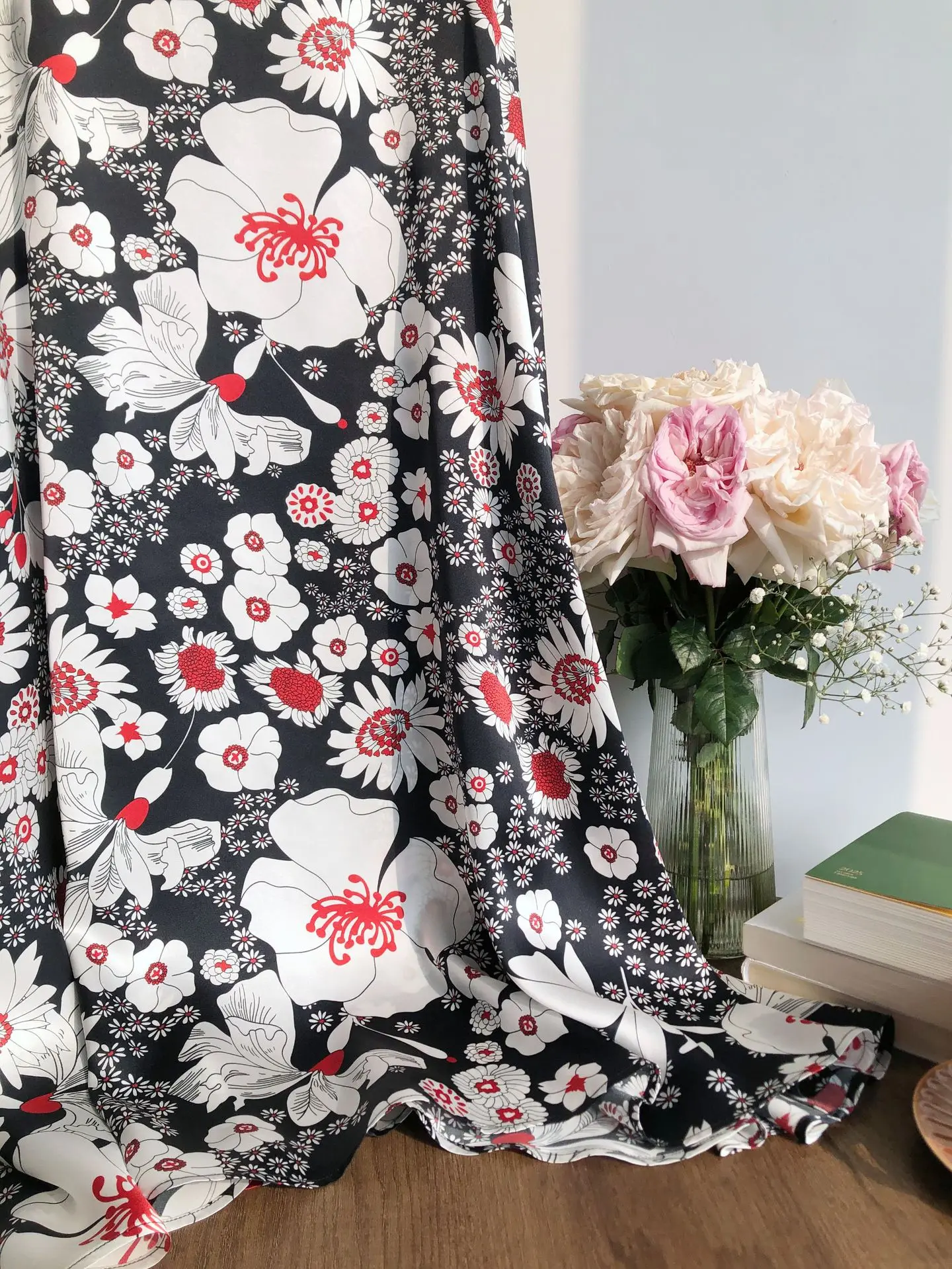 BirdTree-ผู้หญิง 16 มม.100% ผ้าไหมElegantกระโปรงเอวยางยืดพิมพ์ดอกไม้,โรแมนติกRetro Retro Partyกระโปรง,2025 ฤดูร้อนB57429CC