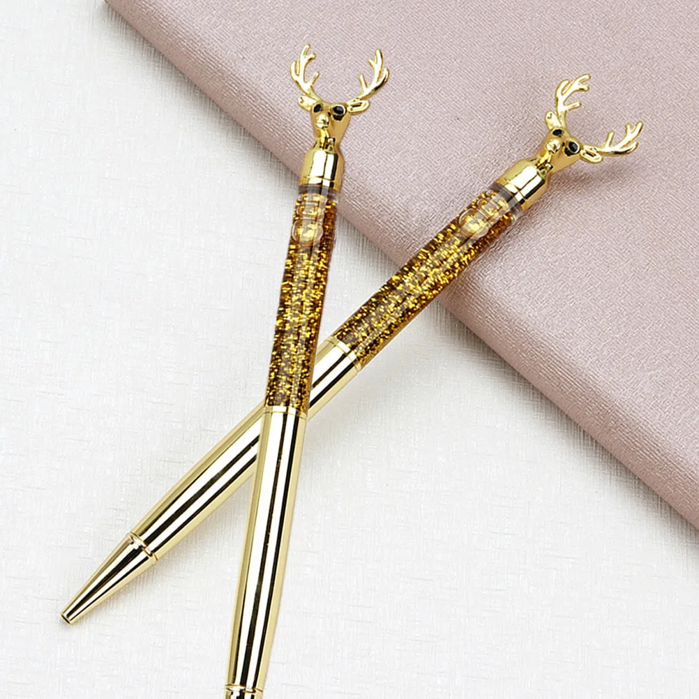 Creative Reindeer Pattern Ballpoint Pen Metal Construction Smooth Wear Resistant Writing Comfort Grip for Study Work Graduation
