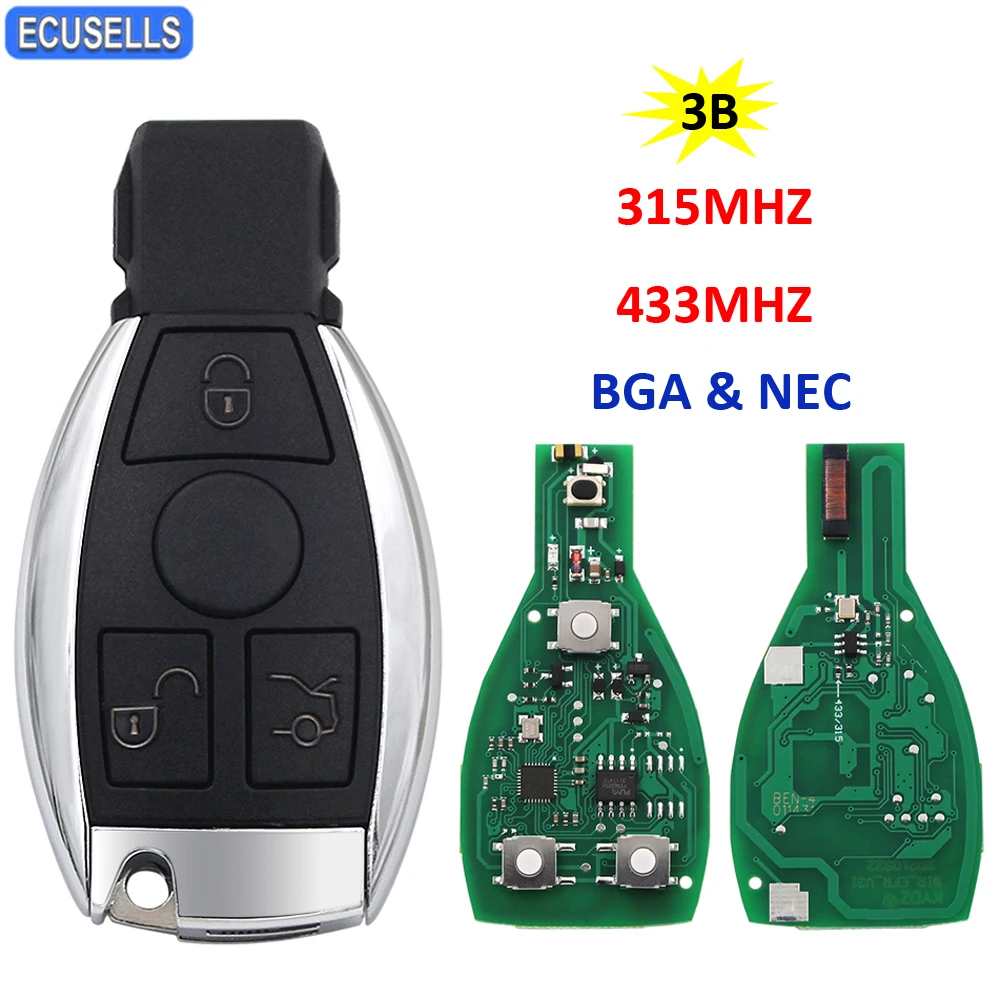 Ecusells Remote Car Key 315Mhz 433Mhz BGA Style NEC Chip for A B C E S G R CL CLK SLK ML Class Sprinter Vito 2000+