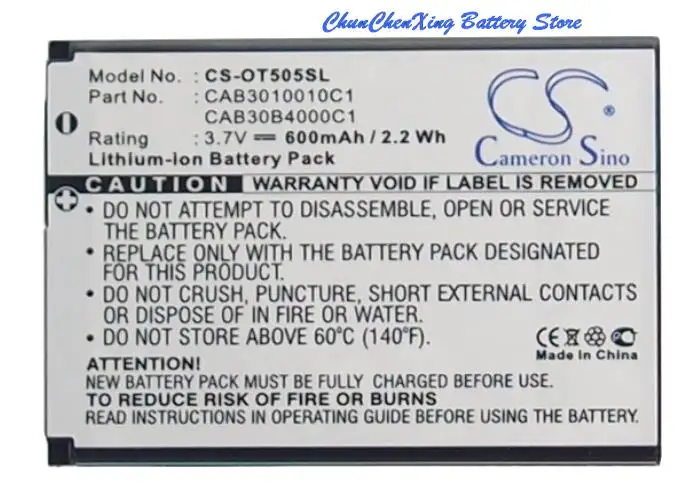 OrangeYu High Quality Battery CAB3010010C1 for Alcatel OT-108,208,OT-109,209,213,223,228,292,303A,320,361,363,505,