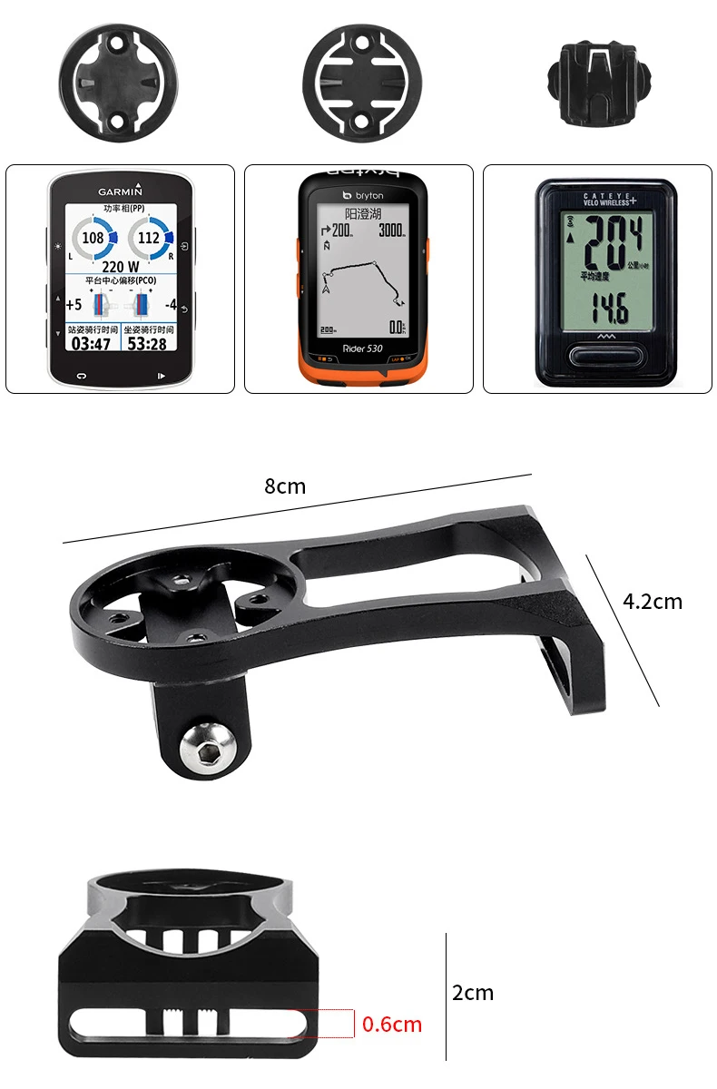 RIDERACE 자전거 컴퓨터 카메라 거치대 알루미늄 합금 자전거 핸들 바 마운트 장비, 가민용 산악 도로 사이클링 브래킷