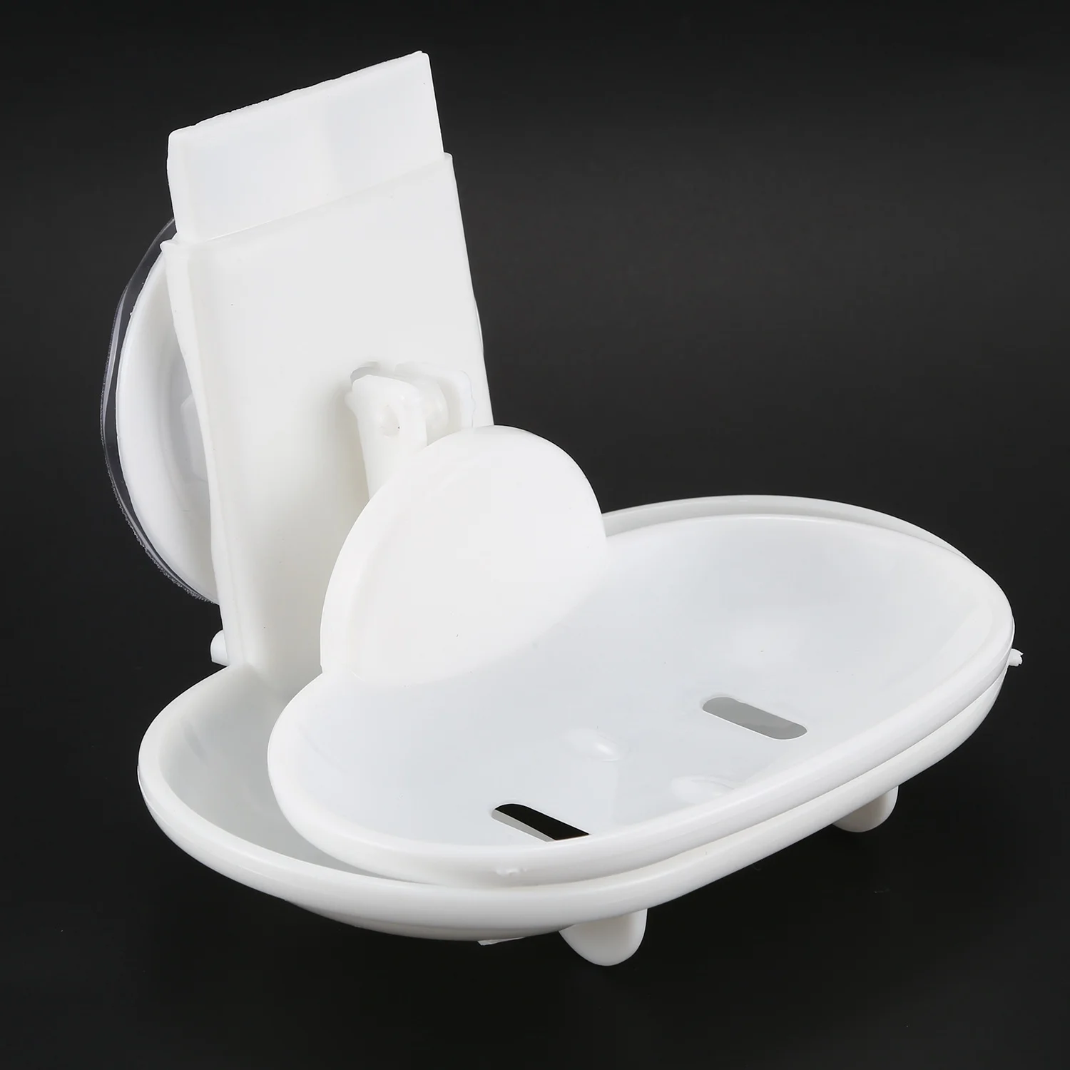 Double Soap Dish Strong Suction Soap Holder Cup Tray for Shower Bathroom (White)