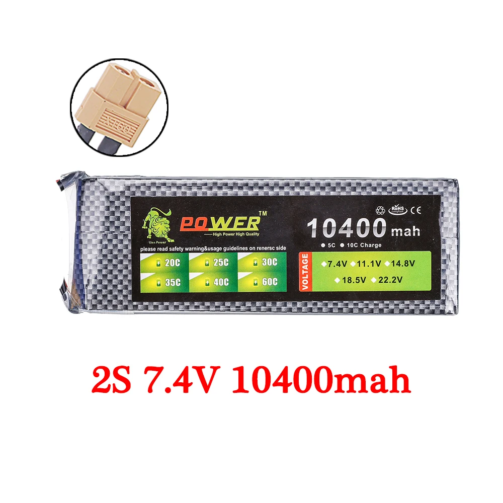 7.4v 11.1v 14.8v 22.2v 10400mAh Lipo Batterij Voor RC Quadrotor Drones Racewagen Boten Onderdelen 2s 3s 4s 6s Oplaadbare Batterij
