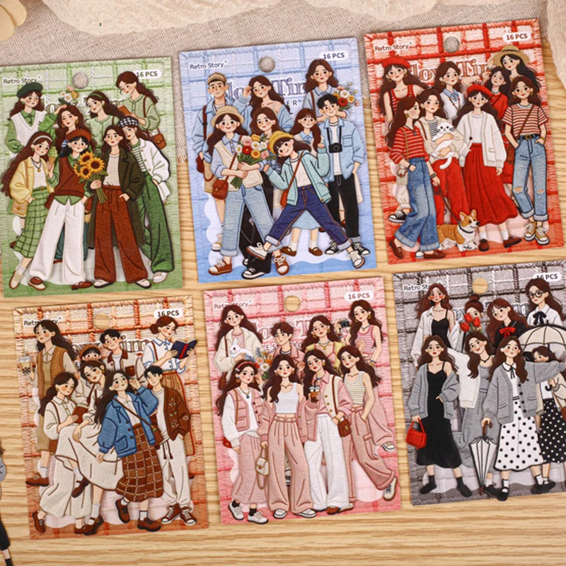 Vintage Fashion Girl Sticker Pack, BFF Theme Journal & Guka Decor Material, Must-Have for Stationery Lovers
