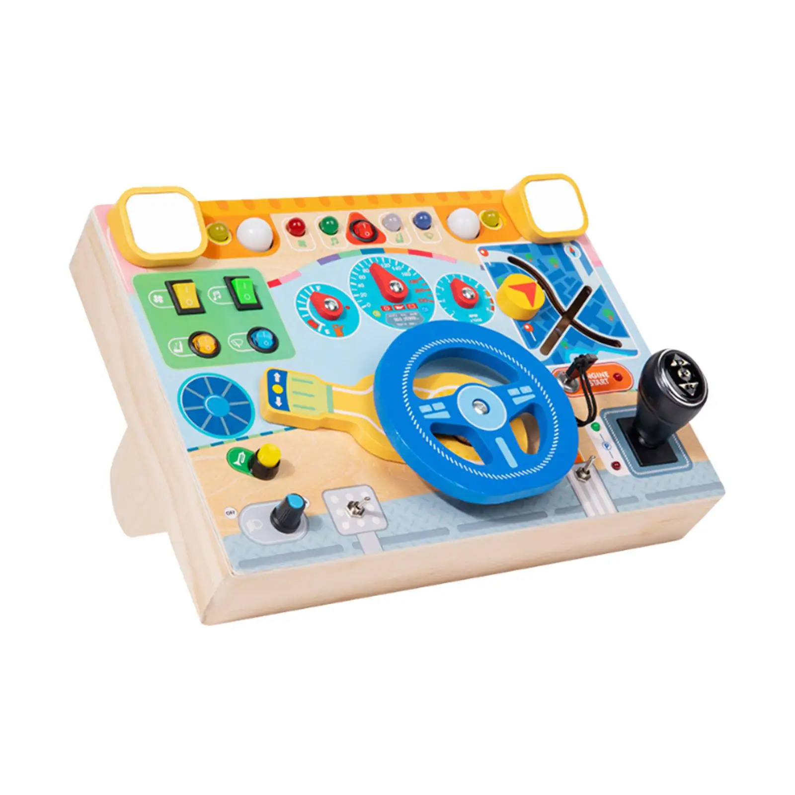 Volante de carro brinquedo habilidades motoras aprendizagem precoce ocupado placa brinquedo viagem com interruptor luz para crianças pré-escolar presente aniversário