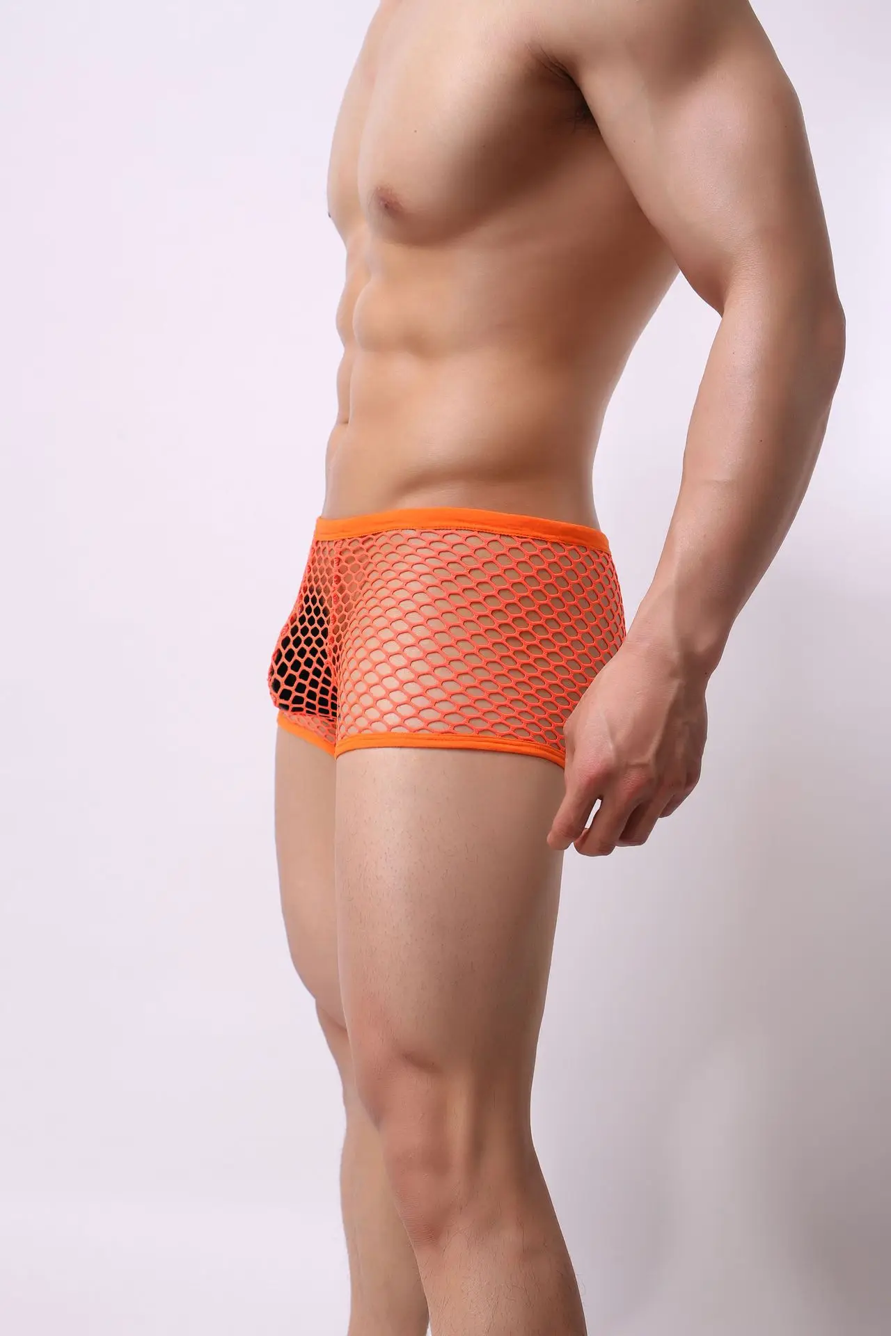 Men\'s Summer Mesh Holes Underpants Underwear Boxershorts Breathable Hombre Hole Sexy Transparent Panties  Shorts Lingerie