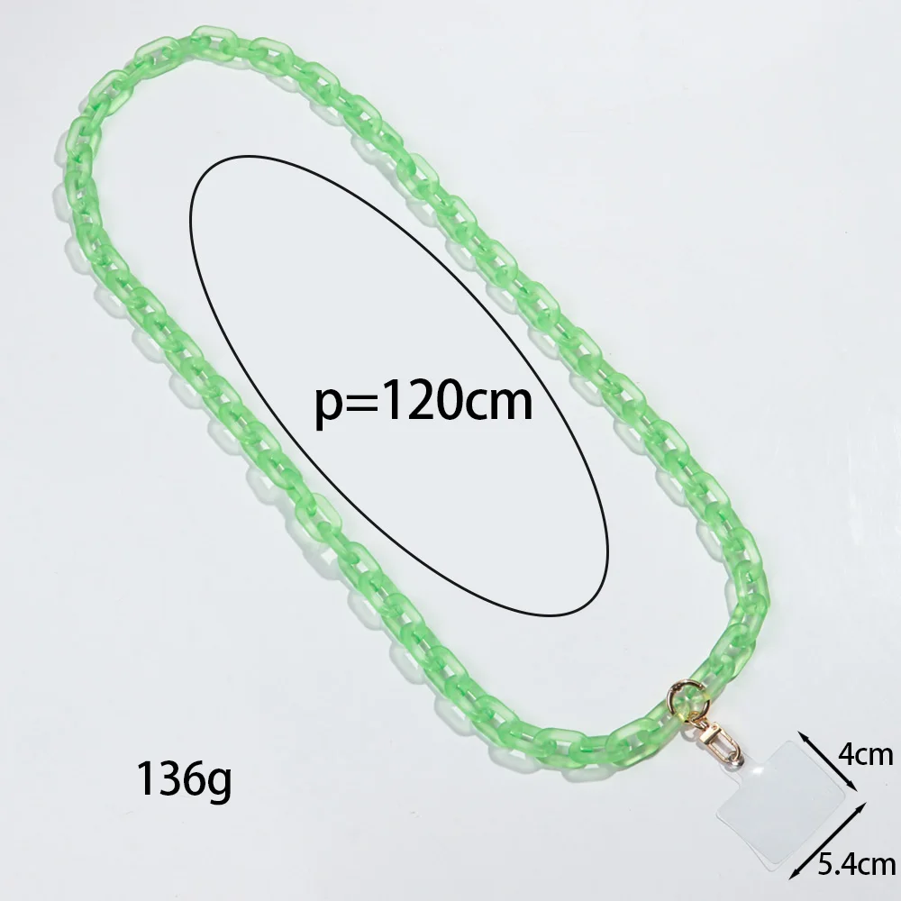 New 120cm Transparent Acrylic Long Bevel Mobile Phone Lanyard Chain Cellphone Strap Necklace Accessories Women Jewelry Gifts