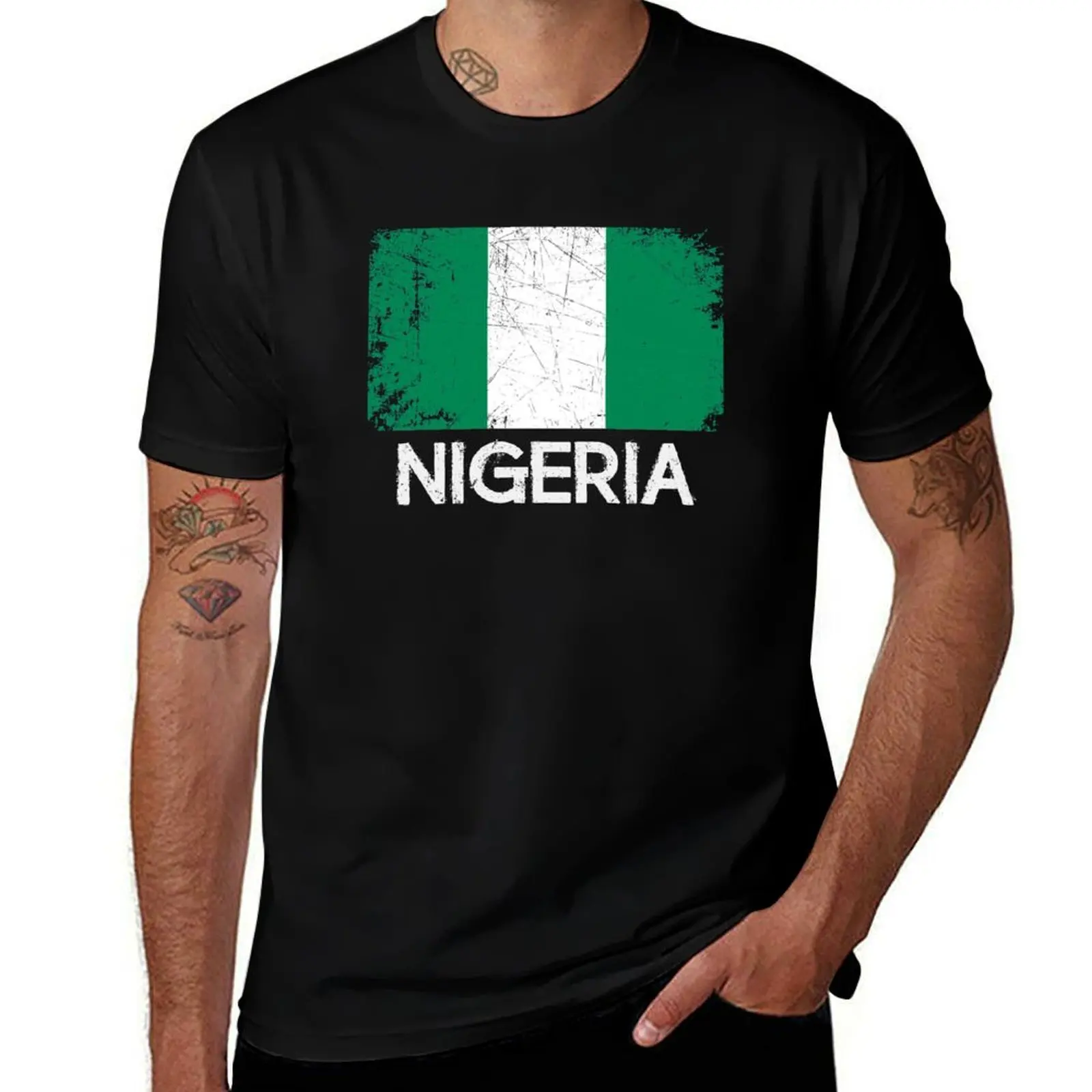 

Nigerian Flag Design Vintage Made In Nigeria Gift T-Shirt anime t shirts oversize t shirts for man pack white T-Shirt