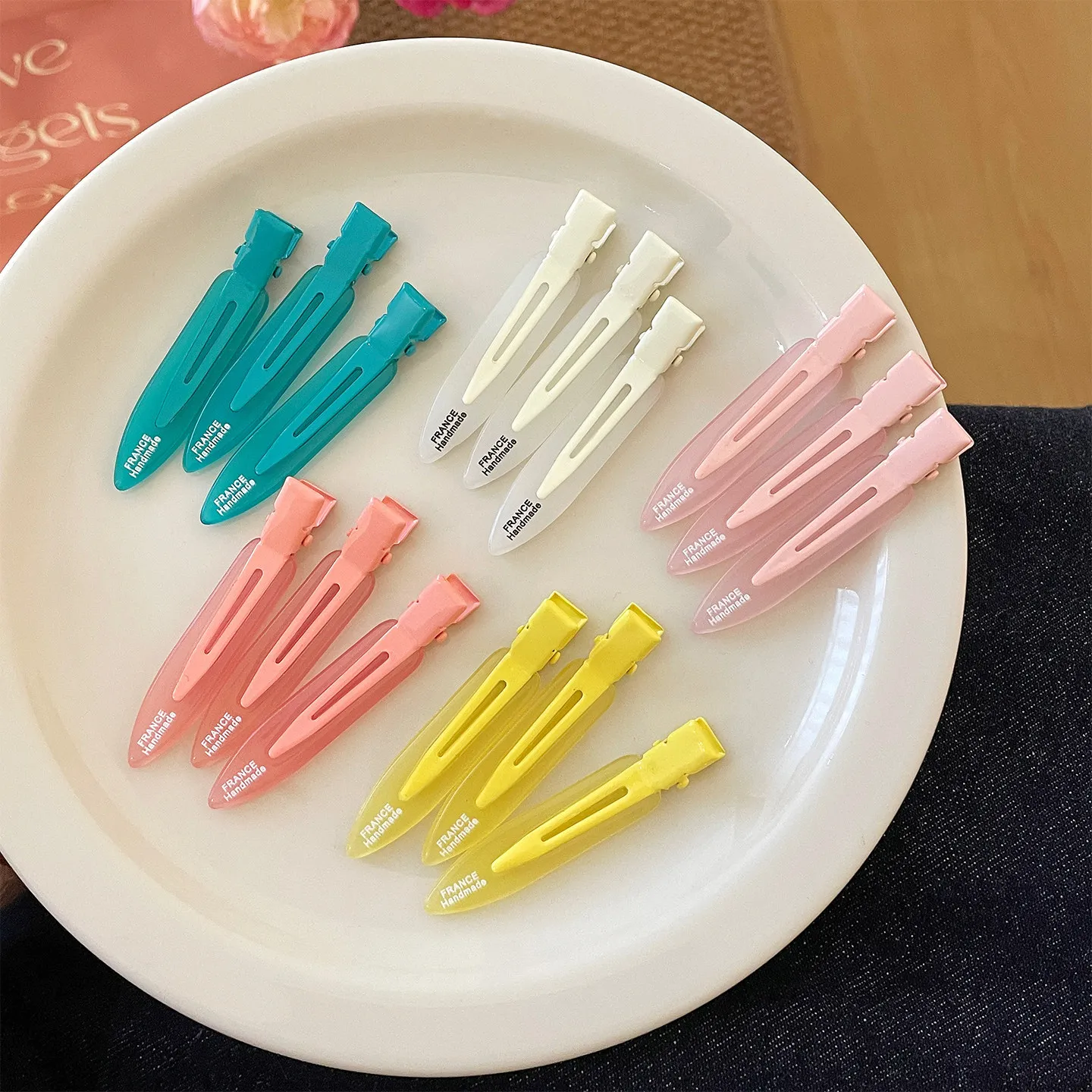 Hair Clip Dopamine Seamless Basic Women Makeup Side Bangs Flyaway Duckbill Resin Multicolor Lightweight Office Accessory