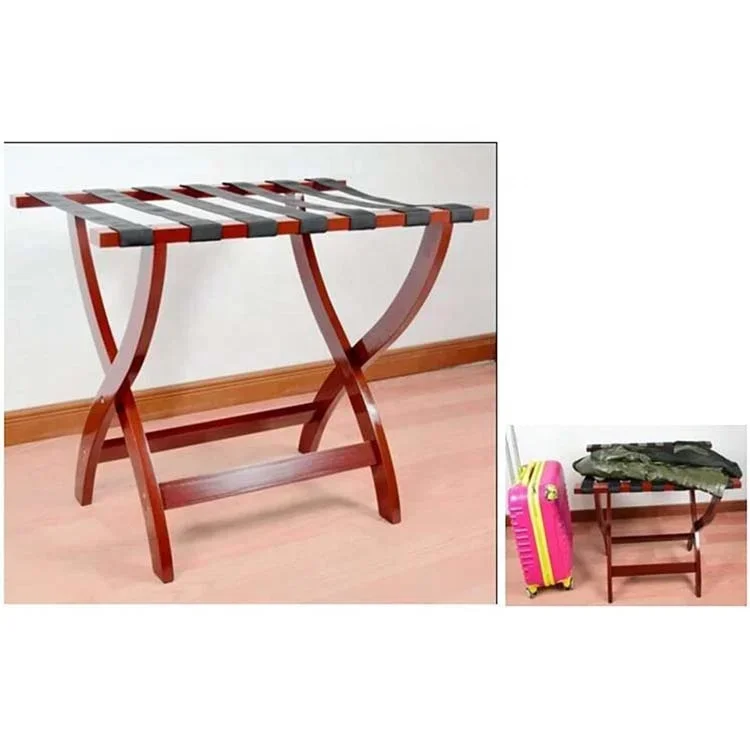 Hotel Bamboo Folding Shelf Wooden Luggage Rack With Shoes Rack Stand