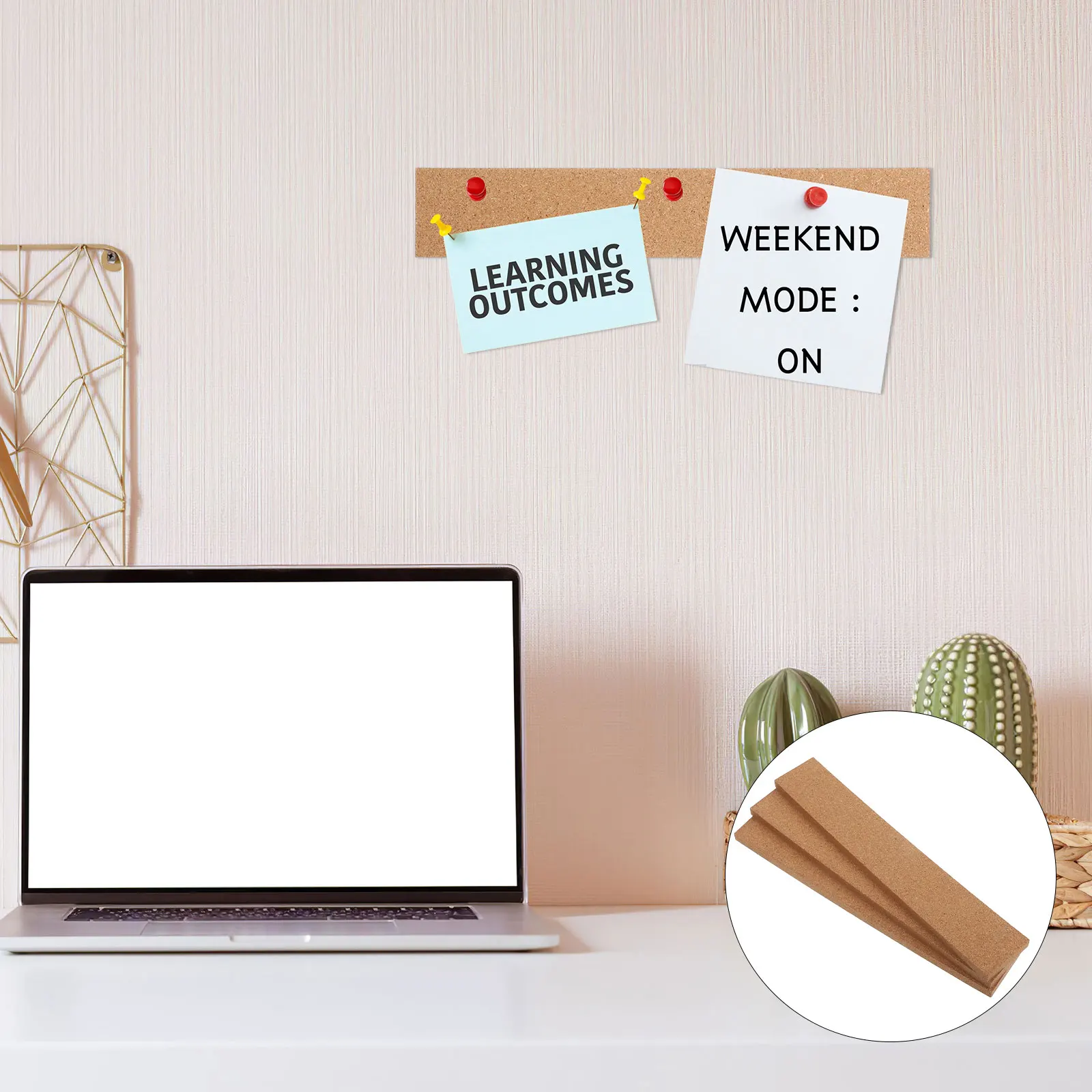 

3pcs Self-Adhesive Board Wall Organizer Decorative Memo Strips Thick Sheets For Office Wall Organizer Peel Stick Cork