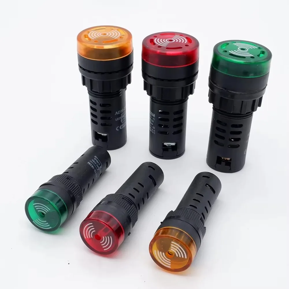 Buzzer 16mm 22mm Strobe Buzzer Alarm Indicator Light Sound 12V 24V 220V Intermittent Sound Warning Light Yellow Red Green