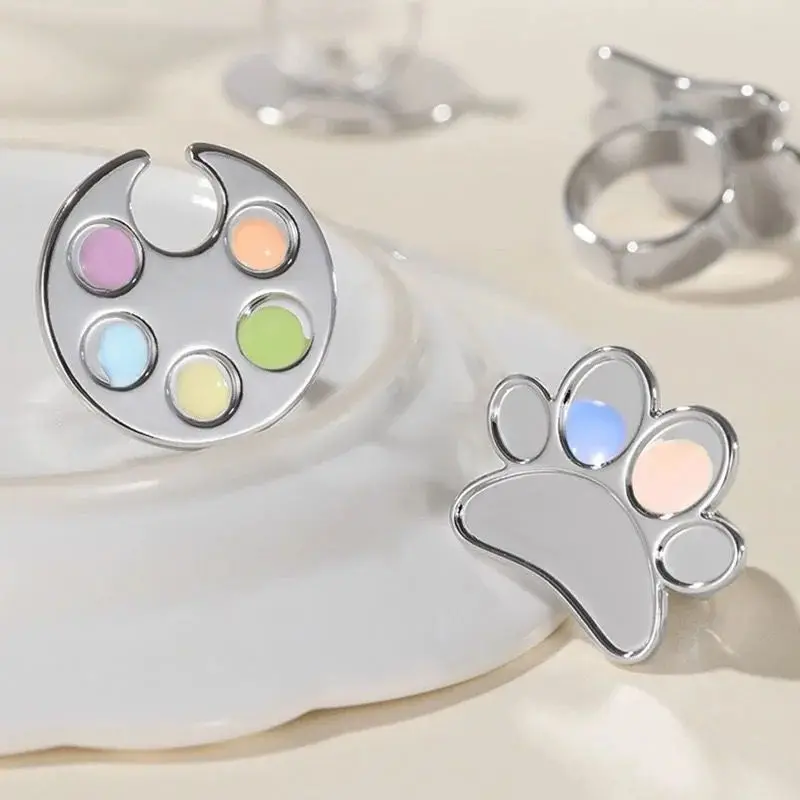 Easy to clean metal halo dye color painting nail polish glue pigment ring palette nail shop special tools