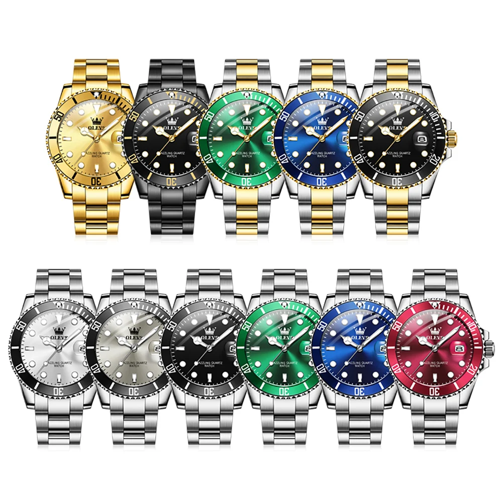 OLEVS 5885 Brand original authentic watches for man luxury Gift Box Steel band calendar quartz men's watch image 8