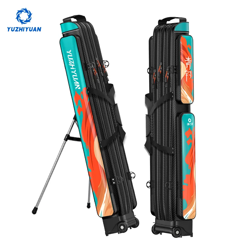 

Heavy Duty Fishing Rod Storage Bag with Wheels 1.3m Two-Way Metal Zipper Expanded Capacity for Fishing Trips