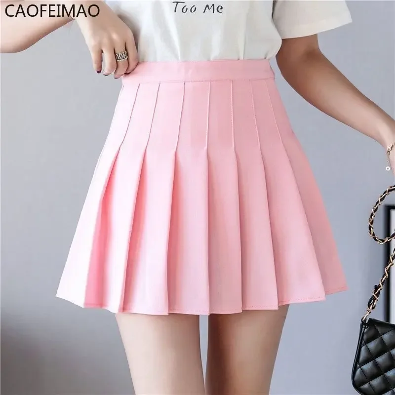 Women High Waist Pleated Skirt y2k Summer Casual Kawaii A-line Plaid black tennis Japanese School Uniform Mini Skirts for Girls