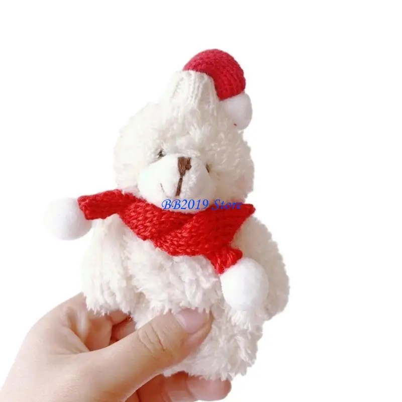 Q0KB Plush Christmas Bear Chain Ornament Bear Hanging Pendant for Bag Purse Backpack Pendants Stuffed Doll Keyring