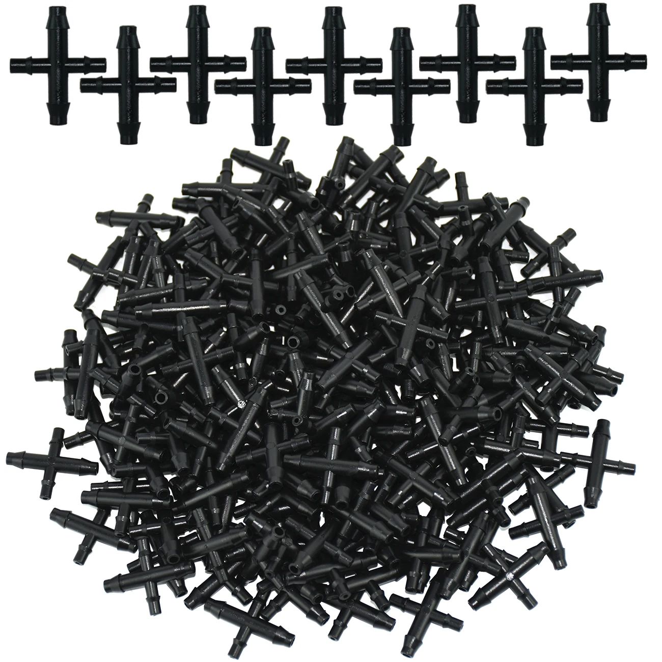 

KESLA 50PCS Plastic Barbed Couplings 4-Way Tee Connector for 3/5mm Tubing Watering Pipe Hose Micro Drip Irrigation Garden Tools