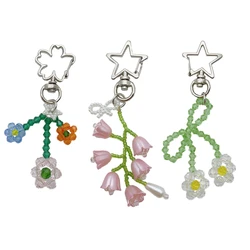 Flower Keychain Elegant Beads Holder Portable Keyrings Bag Pendant Suitable for Various Occasions