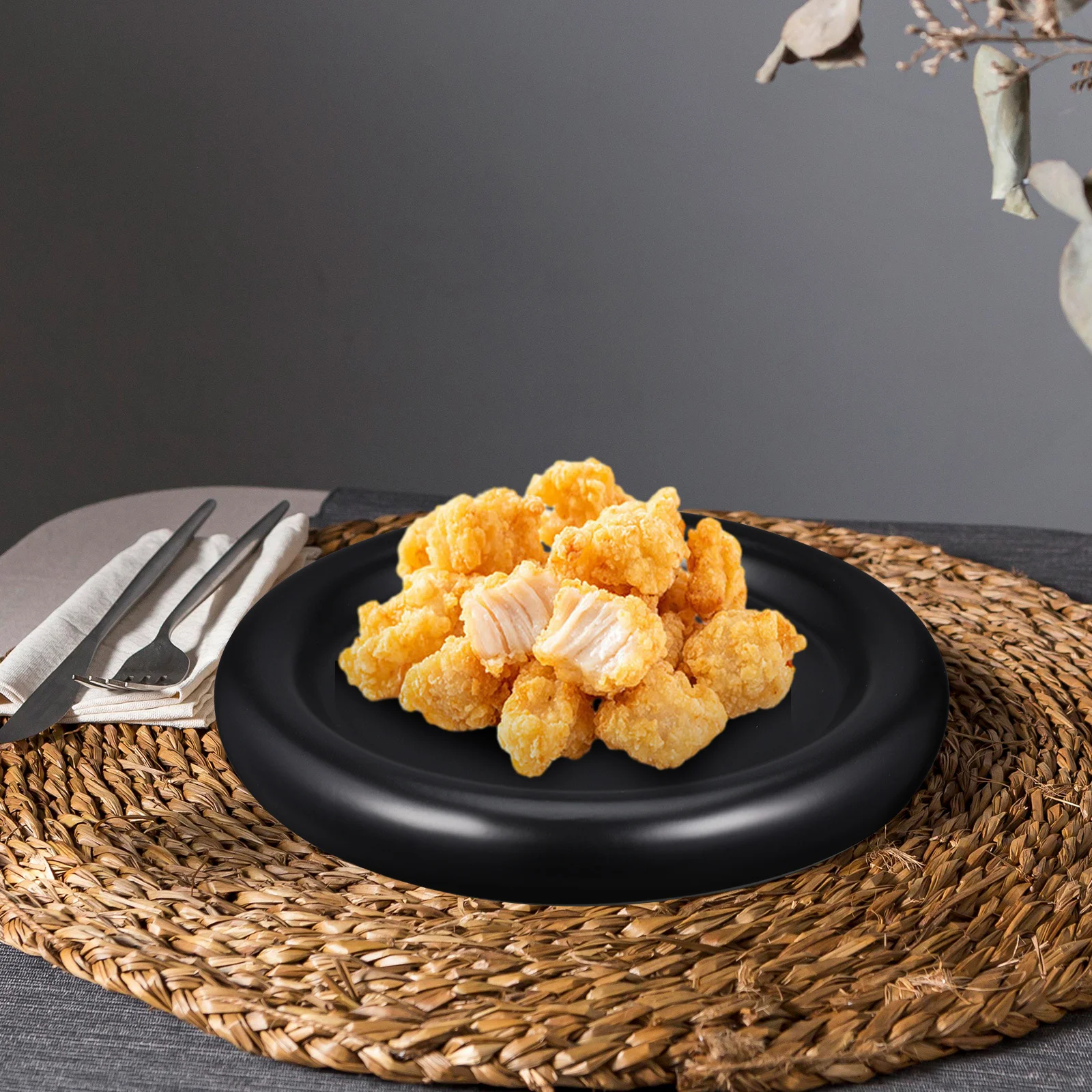 

8 Inch Ceramic Salad Plate Dinnerware Thick Edge Round Plate Kitchen Appetizer Fruit Vegetable Tray Lunch Plates Ceramic