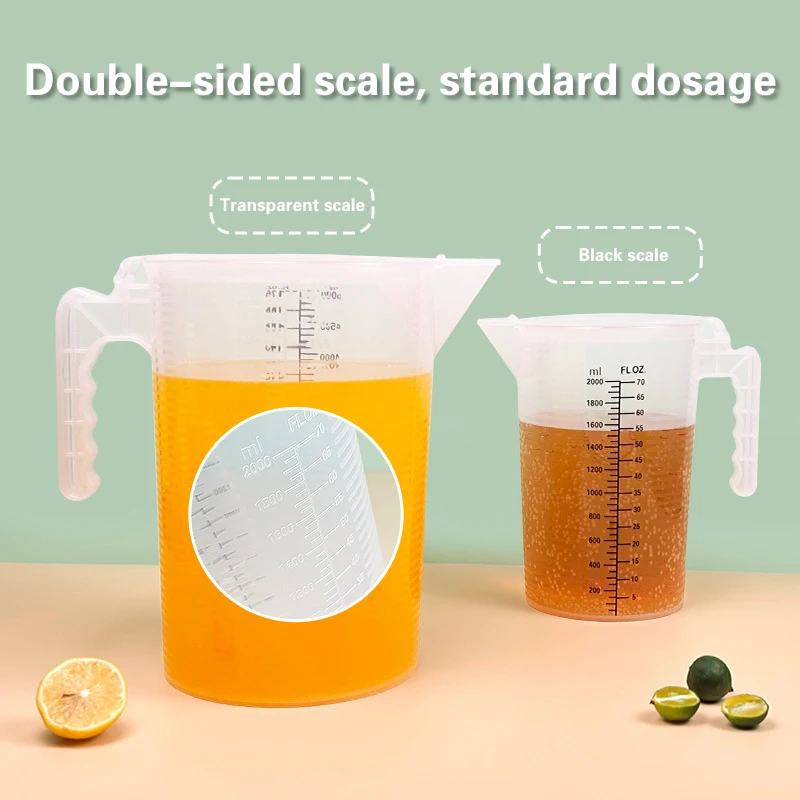 Copos de medição de plástico com tampa, 100-5000ml, recipiente de líquido graduado, cozinha, ferramentas de medição de cozimento transparente, alto volume