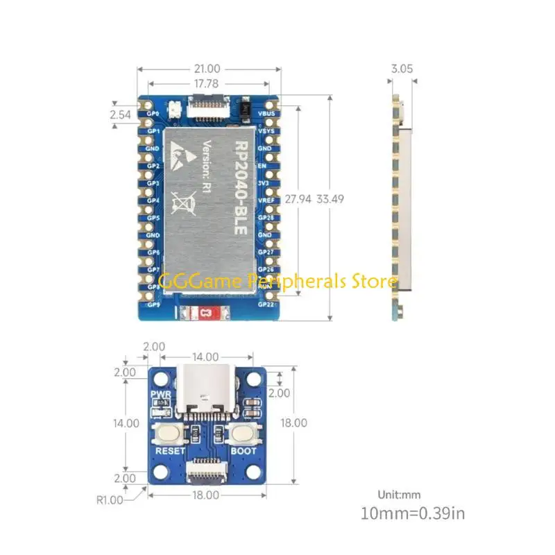 U55B RP2040 لوحة متحكم صغير 14 لوحة تطوير GPIO مع ذاكرة فلاش